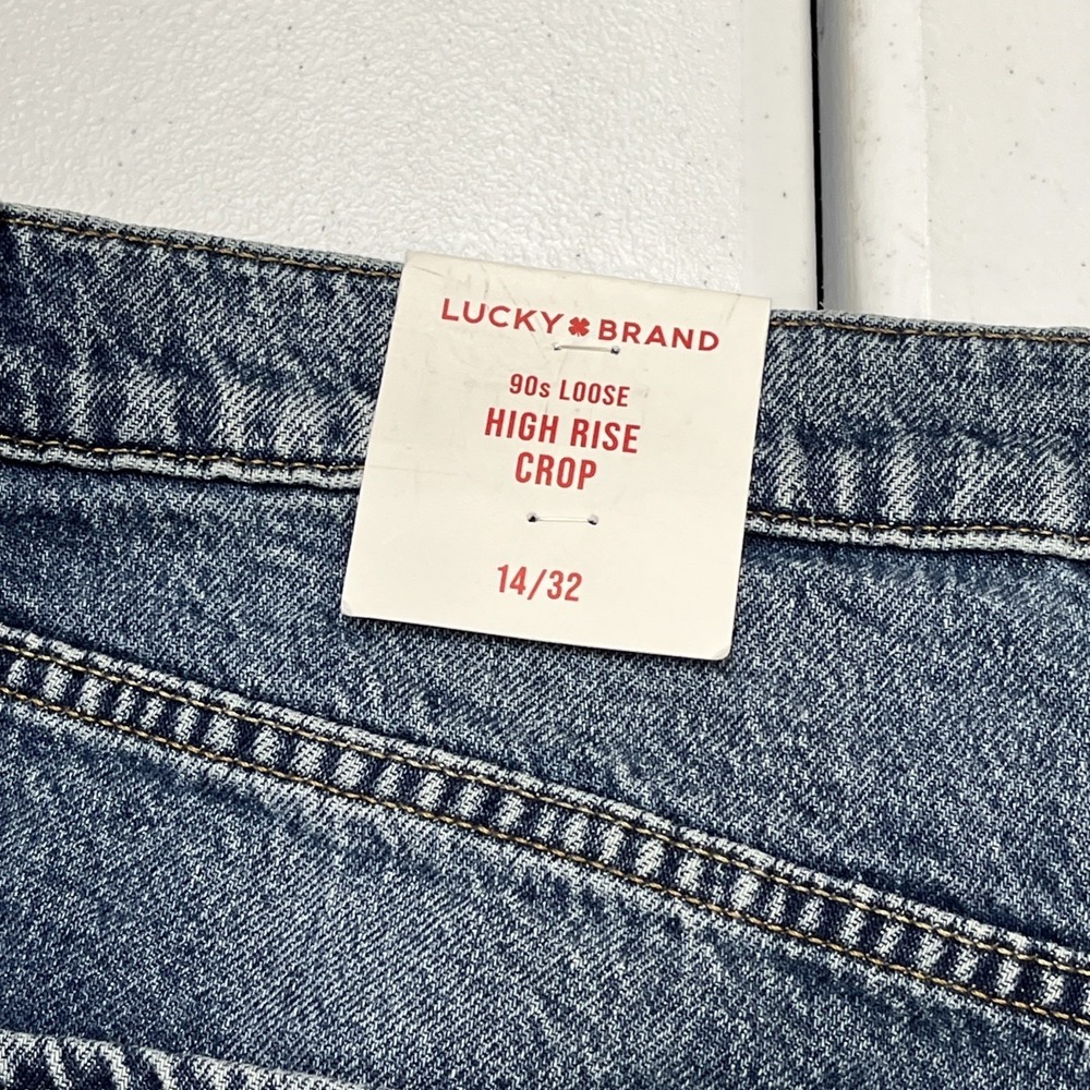 Lucky Brand Jeans 90s Loose High Rise Crop Denim Size 14/32 Baggy Y2K Casual - Picture 3 of 13